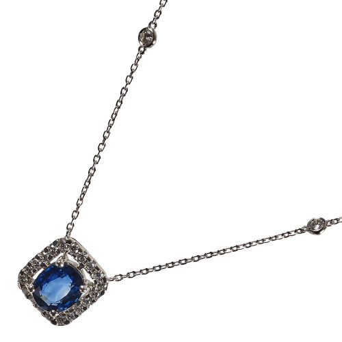 SAPHIR-DIAMANT-ANH�NGER MIT KETTE : (DOBIASCHOFSKY AUKTIONEN AG)