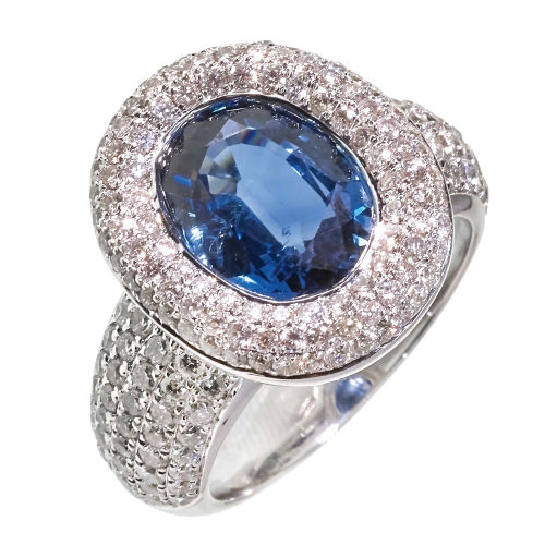 SAPHIR-DIAMANT-RING : (DOBIASCHOFSKY AUKTIONEN AG)