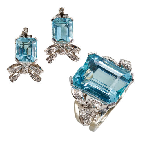 AQUAMARIN-DIAMANT-SET : (DOBIASCHOFSKY AUKTIONEN AG)