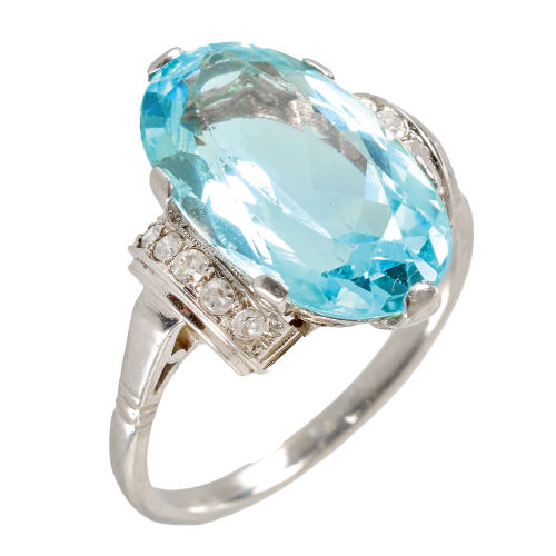 AQUAMARIN-DIAMANT-RING : (DOBIASCHOFSKY AUKTIONEN AG)