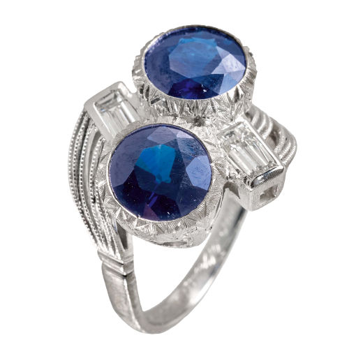 SAPHIR-DIAMANT-RING : (DOBIASCHOFSKY AUKTIONEN AG)