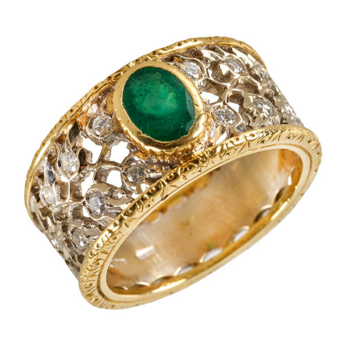 SMARAGD-BRILLANT-RING : (DOBIASCHOFSKY AUKTIONEN AG)