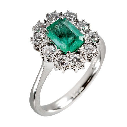 SMARAGD-BRILLANT-RING : (DOBIASCHOFSKY AUKTIONEN AG)