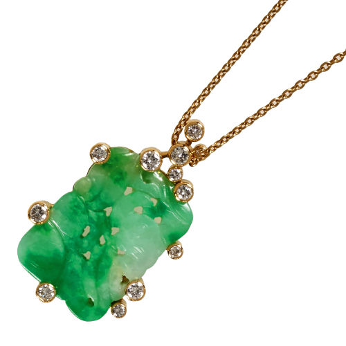 JADE-BRILLANT-ANHANGER MIT KETTE : (DOBIASCHOFSKY AUKTIONEN AG)