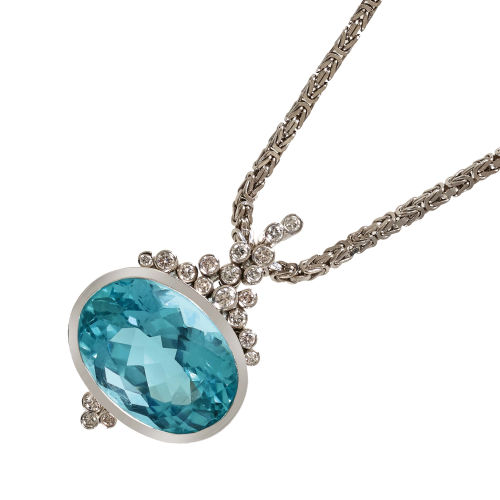 AQUAMARIN-BRILLANT-ANH�NGER AN KETTE : (DOBIASCHOFSKY AUKTIONEN AG)