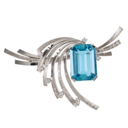 AQUAMARIN-BRILLANT-BROSCHE : (DOBIASCHOFSKY AUKTIONEN AG)