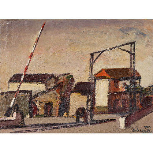 EDMONDO DOBRZANSKI : 'Il passaggio e livello di Arbedo' (DOBIASCHOFSKY AUKTIONEN AG)