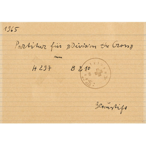 JOSEPH BEUYS : 'Partitur f�r Division the Cross' (DOBIASCHOFSKY AUKTIONEN AG)