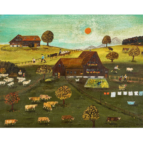 J.B. WALDBURGER : 'Landschaft mit weidenden Khen und Schafen' (DOBIASCHOFSKY AUKTIONEN AG)