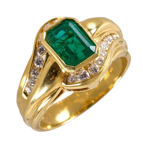 SMARAGD-BRILLANT-RING : T�nnler, Z�rich (DOBIASCHOFSKY AUKTIONEN AG)