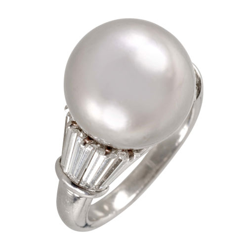 PERLEN-DIAMANT-RING : T�nnler, Z�rich (DOBIASCHOFSKY AUKTIONEN AG)
