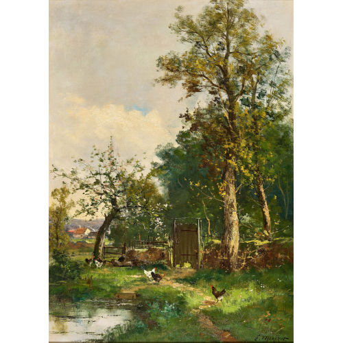 EDMA (AUCH MORIZOT) MORISOT-PONTILLON : H�hnerleben auf dem Land (DOBIASCHOFSKY AUKTIONEN AG)