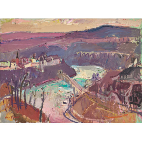 HENRI SCHMID : Blick auf den Rheinfall mit Eisenbahnbr�cke (DOBIASCHOFSKY AUKTIONEN AG)
