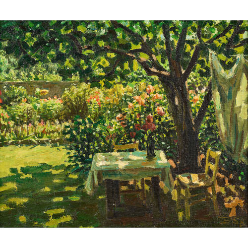 IGNAZ EPPER : Sonniger Garten mit Tisch (DOBIASCHOFSKY AUKTIONEN AG)