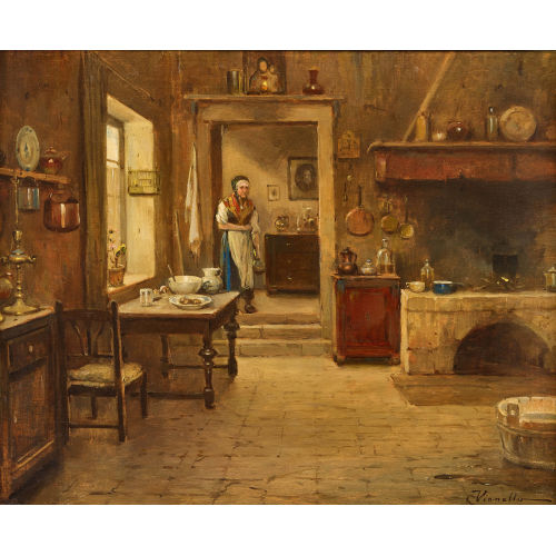 CESARE VIANELLO : B�uerliches K�cheninterieur (DOBIASCHOFSKY AUKTIONEN AG)