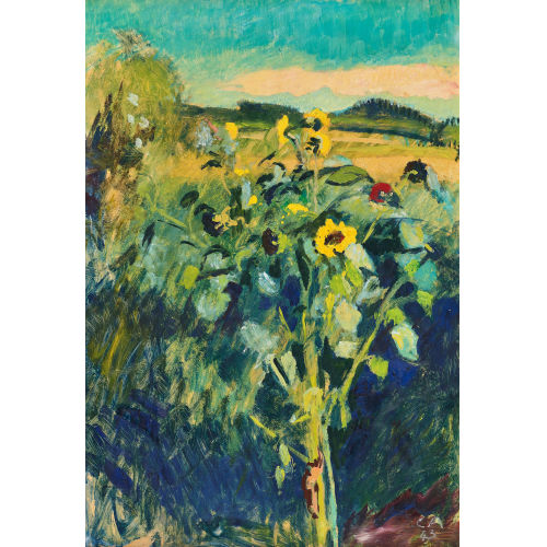 CUNO AMIET : 'Sonnenblumen in Landschaft' (DOBIASCHOFSKY AUKTIONEN AG)