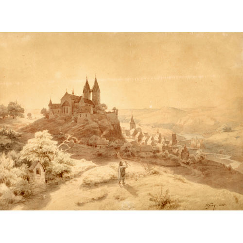 HEINRICH FUNK : Romantische Ansicht mit Klosteranlage (DOBIASCHOFSKY AUKTIONEN AG)