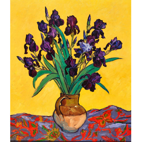 CATHERINE ARN�RA : 'Iris sur fond jaune' (DOBIASCHOFSKY AUKTIONEN AG)