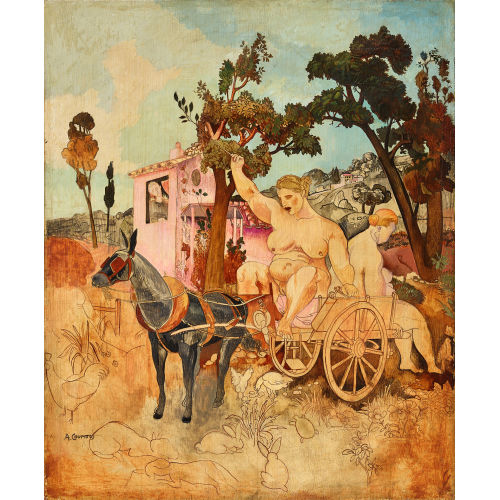 ALFRED COURMES : La charrette (DOBIASCHOFSKY AUKTIONEN AG)