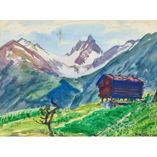 ALBERT NYFELER : 'Faldumrothorn von der Guggialp aus' (DOBIASCHOFSKY AUKTIONEN AG)