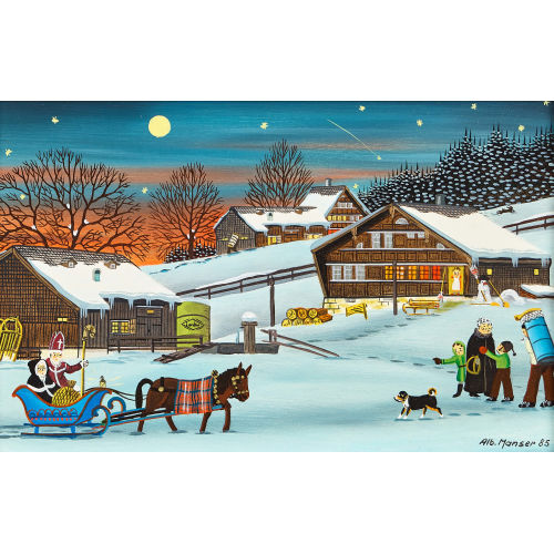 ALBERT MANSER : 'Winterabend mit St. Nikolaus' (DOBIASCHOFSKY AUKTIONEN AG)