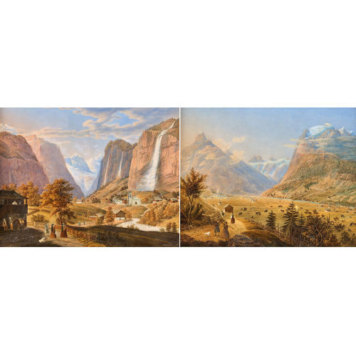 JOHANN CASPAR KOLLER : Paar Schweizer Landschaften. Gegenst�cke (DOBIASCHOFSKY AUKTIONEN AG)