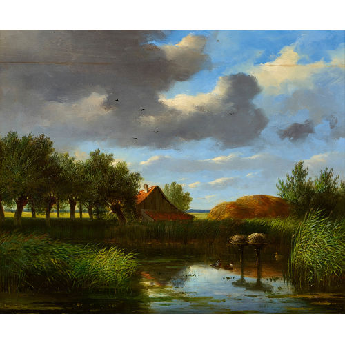 BAREND CORNELIS KOEKKOEK : Sommerlicher Teich mit Enten (DOBIASCHOFSKY AUKTIONEN AG)
