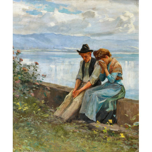 AUGUSTE FR�D�RIC DUFAUX : Trauriges Paar am Seeufer (DOBIASCHOFSKY AUKTIONEN AG)