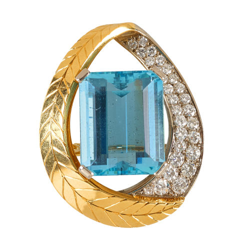 AQUAMARIN-BRILLANT-BROSCHE : (DOBIASCHOFSKY AUKTIONEN AG)