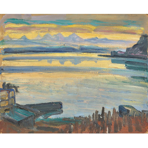 ERNST SAMUEL GEIGER : Blick �ber den See auf das Berner Dreigestirn (DOBIASCHOFSKY AUKTIONEN AG)