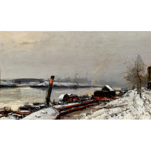 19./20. JH. FRANKREICH : Flusslandschaft im Winter (DOBIASCHOFSKY AUKTIONEN AG)