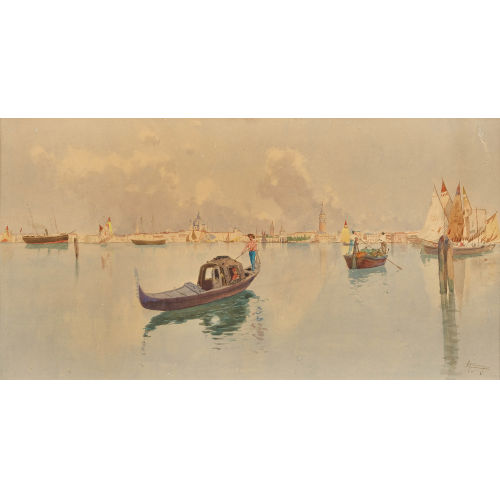 CARLO MENEGAZZI : Gondoliere vor Venedig (DOBIASCHOFSKY AUKTIONEN AG)