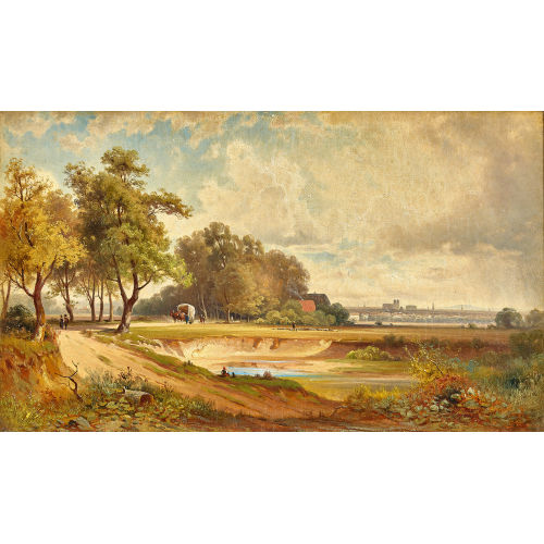 19. JH. M�NCHNER SCHULE : Landschaft mit Blick gegen M�nchen (DOBIASCHOFSKY AUKTIONEN AG)