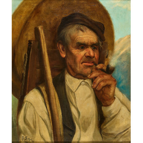 H. SCHELLER : Bergbauer mit Pfeife (DOBIASCHOFSKY AUKTIONEN AG)