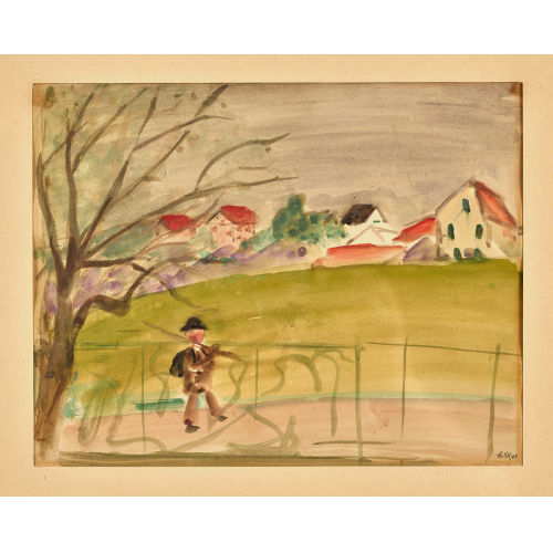 ERNST MORGENTHALER : Wandersmann in l�ndlicher Landschaft (DOBIASCHOFSKY AUKTIONEN AG)