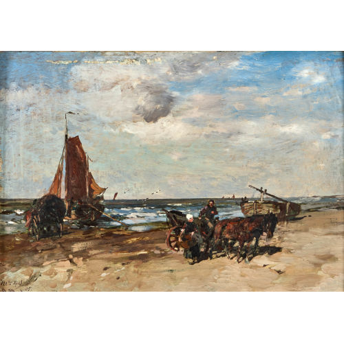 BACHMANN : Strandpartie mit Booten und Fischersfrauen (DOBIASCHOFSKY AUKTIONEN AG)