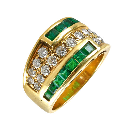 SMARAGD-BRILLANT-RING : (DOBIASCHOFSKY AUKTIONEN AG)