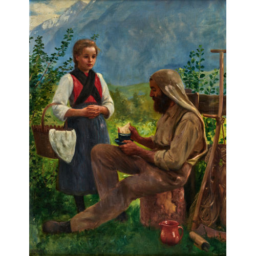 EMIL BEURMANN : Rastender Bauer mit junger Frau (DOBIASCHOFSKY AUKTIONEN AG)