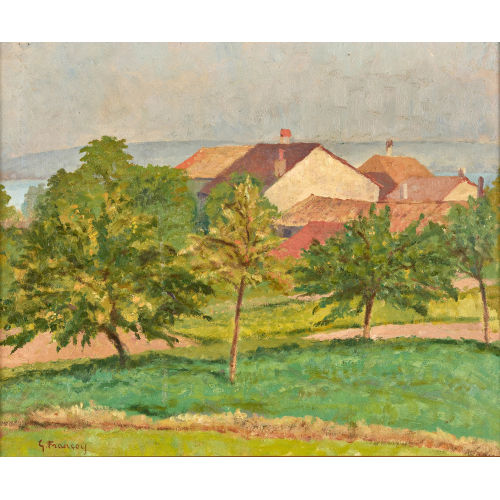 GUSTAVE (EIGTL. BARRAUD FRAN�OIS : 'Dorfansicht am Genfersee' (DOBIASCHOFSKY AUKTIONEN AG)