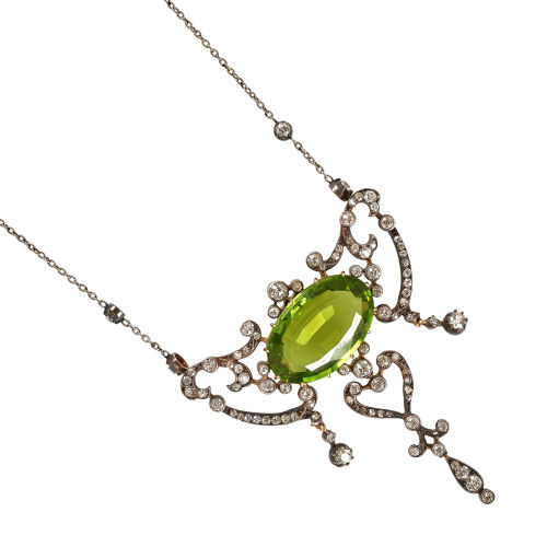 PERIDOT-DIAMANT-COLLIER : (DOBIASCHOFSKY AUKTIONEN AG)