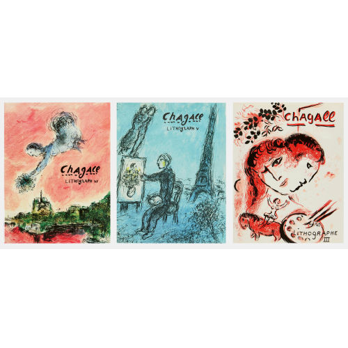 MARC CHAGALL : Fernand Mourlot/Charles Sorlier: 'Chagall Lithographe III, V u. VI' (DOBIASCHOFSKY AUKTIONEN AG)