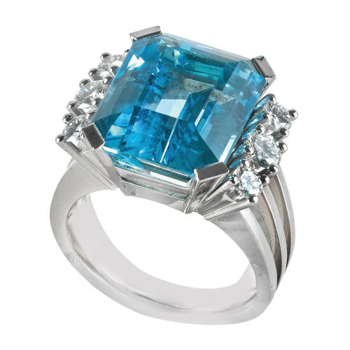 AQUAMARIN-BRILLANT-RING : (DOBIASCHOFSKY AUKTIONEN AG)