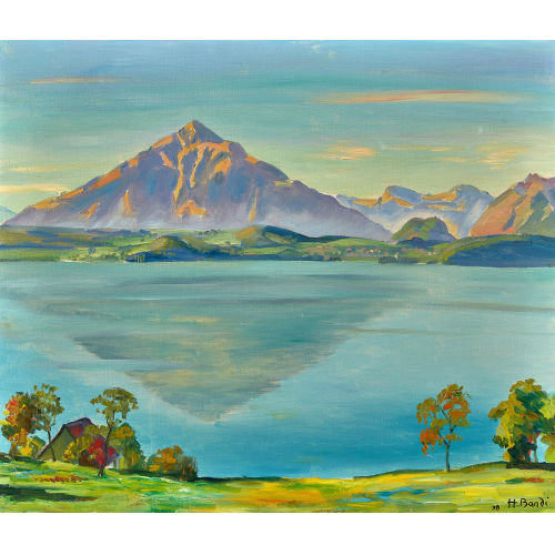 HANS BANDI : Thunersee mit Niesen (DOBIASCHOFSKY AUKTIONEN AG)