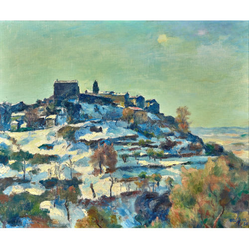 �MILE BRESSLER : Winterliches Dorf am Berg (DOBIASCHOFSKY AUKTIONEN AG)