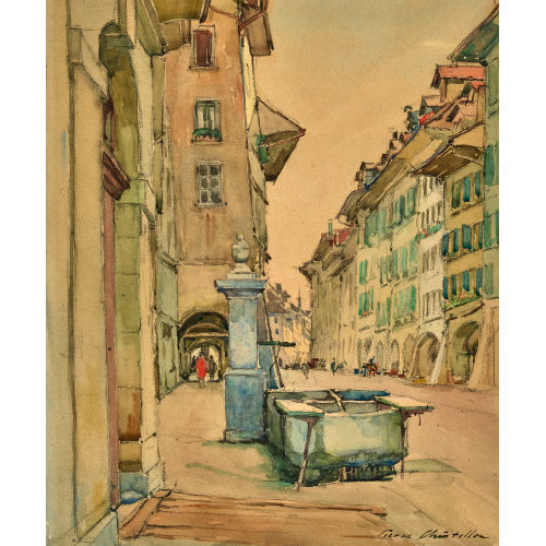 PIERRE CH�TILLON : Brunnen in der ehemaligen Metzgergasse (heute Rathausgasse) in Bern (DOBIASCHOFSKY AUKTIONEN AG)
