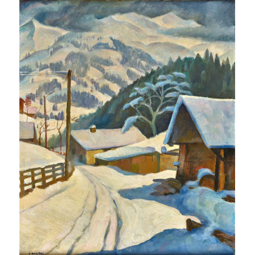 EUGEN HENZIROSS : Sonnige Winterlandschaft in den Bergen (DOBIASCHOFSKY AUKTIONEN AG)