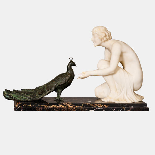 ALBERTO SACCARDI : Junge Frau mit Pfau (DOBIASCHOFSKY AUKTIONEN AG)