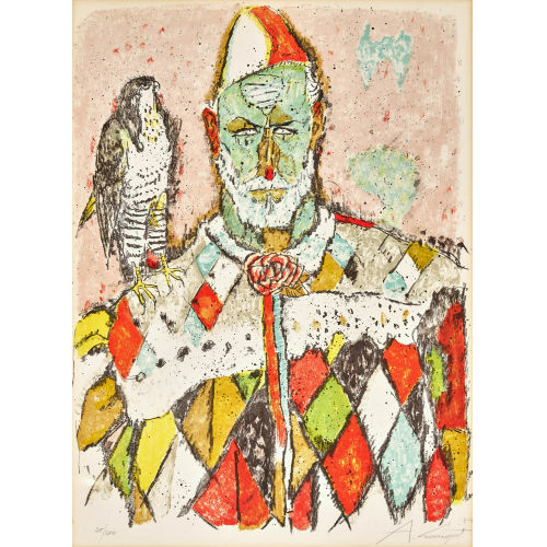 ALOIS CARIGIET : Harlekin mit Falke (DOBIASCHOFSKY AUKTIONEN AG)
