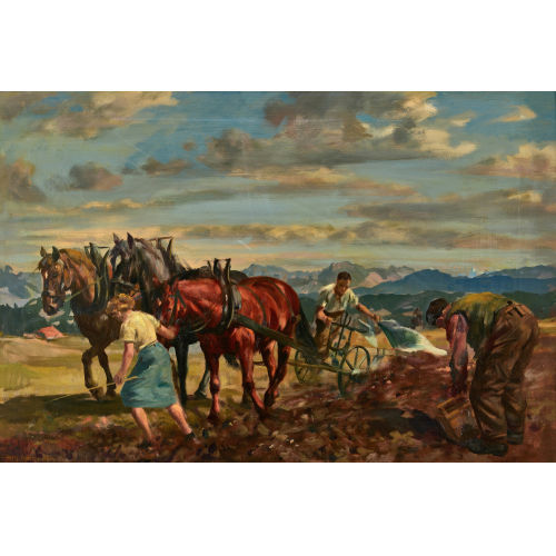 HANS GARTMEIER : Bauernfamilie bei der Pflugarbeit (DOBIASCHOFSKY AUKTIONEN AG)