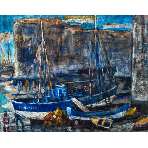 WALTER KREBS : Fischerboote im Hafen (DOBIASCHOFSKY AUKTIONEN AG)